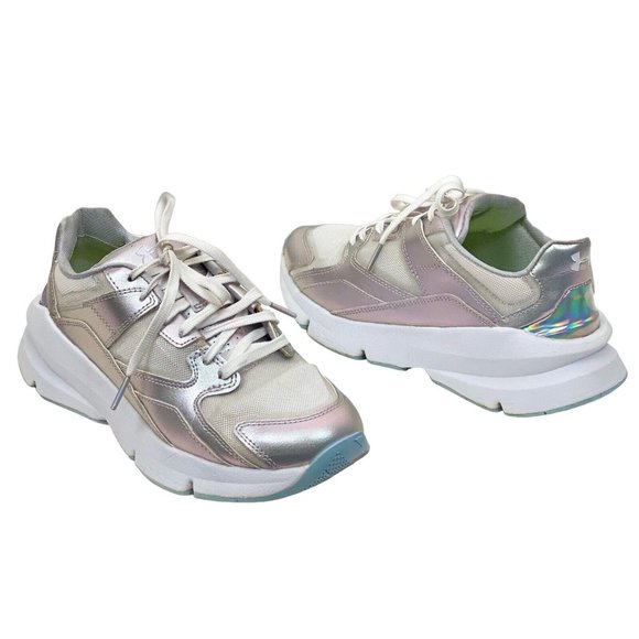 Under Armour Forge 96 HL Irid Womens 7.5 Synthetic Lace Up Trainers 3022812‎ 100 - Picture 1 of 11